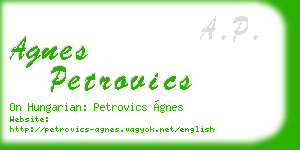 agnes petrovics business card